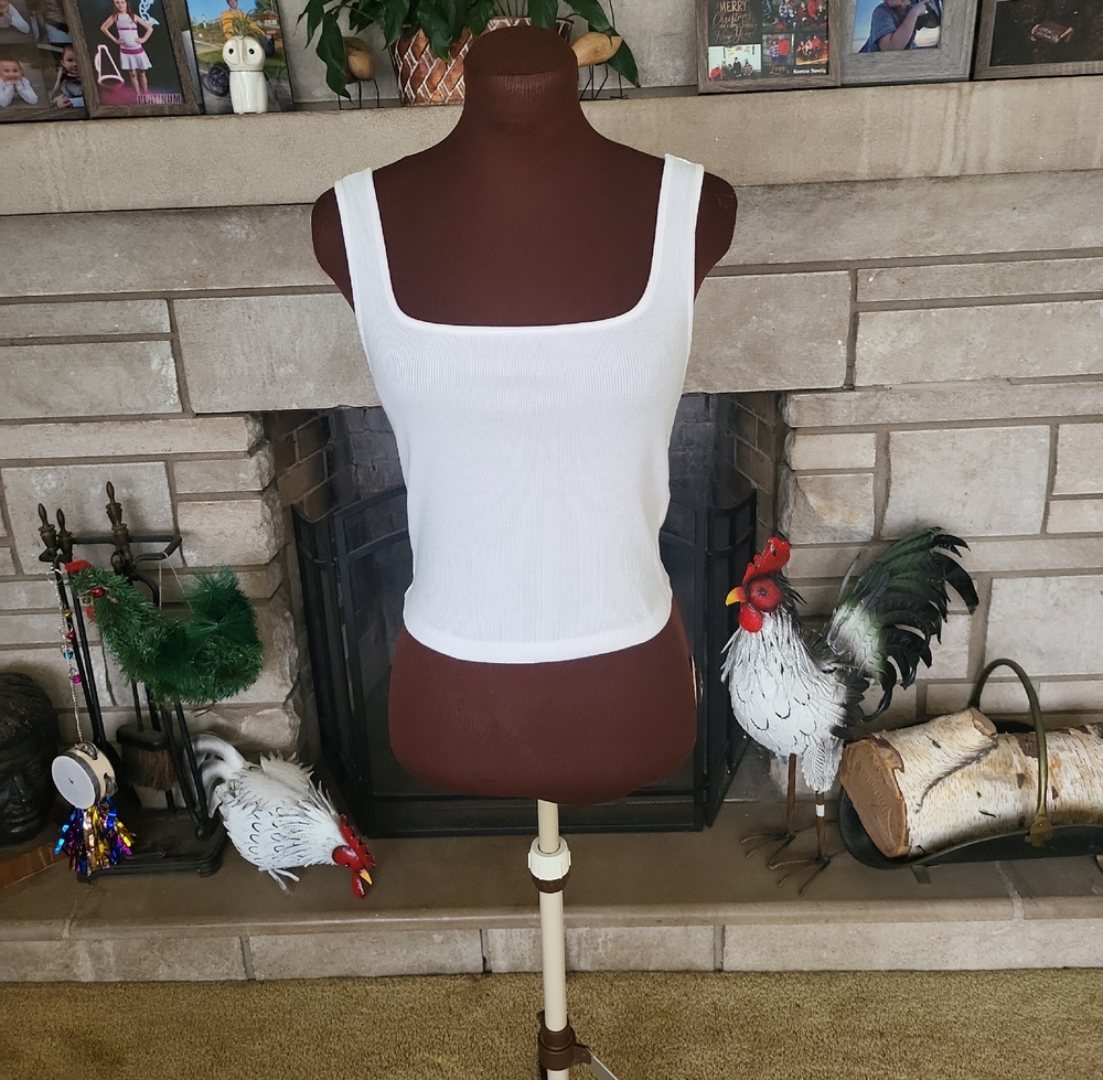 White Square Neck Women's Top